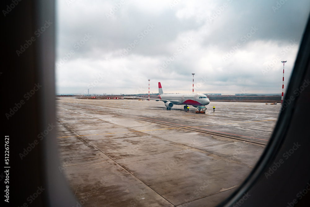 Canvas Prints view through window of aircraft during flight