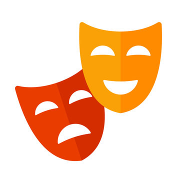 theater masks flat style happy and sad vector illustration