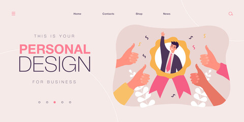 Best employee with great reputation. Outstanding popular worker flat vector illustration. Business success, human resource, recognition concept for banner, website design or landing web page