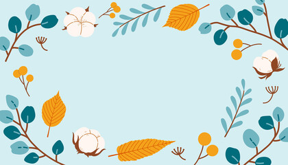 Fototapeta na wymiar Autumn flat design vector background fall leaves
