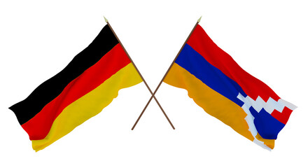 Background for designers, illustrators. National Independence Day. Flags Germany and Artsakh