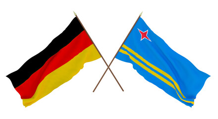 Background for designers, illustrators. National Independence Day. Flags Germany and Aruba