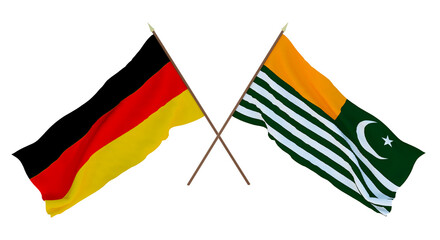 Background for designers, illustrators. National Independence Day. Flags Germany and Azad Kashmir