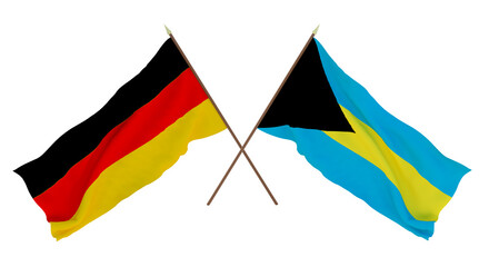 Background for designers, illustrators. National Independence Day. Flags Germany and Bahamas