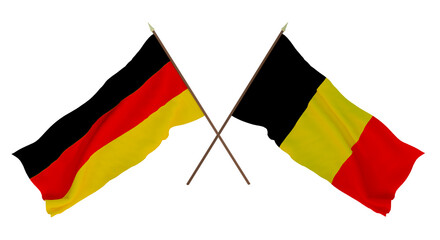 Background for designers, illustrators. National Independence Day. Flags Germany and Belgium