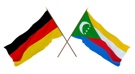 Background for designers, illustrators. National Independence Day. Flags Germany and Comoros