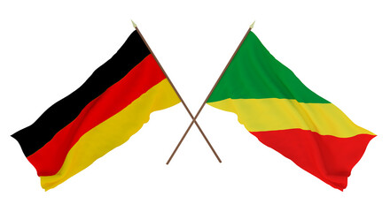 Background for designers, illustrators. National Independence Day. Flags Germany and Congo Brazzaville