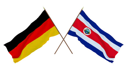 Background for designers, illustrators. National Independence Day. Flags Germany and Costa Rica