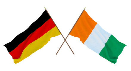 Background for designers, illustrators. National Independence Day. Flags Germany and Côte d'Ivoire