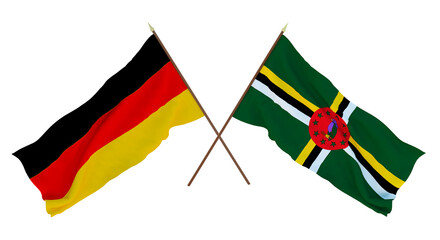 Background for designers, illustrators. National Independence Day. Flags Germany and Dominica