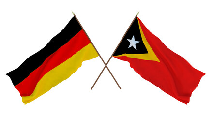 Background for designers, illustrators. National Independence Day. Flags Germany and East Timor