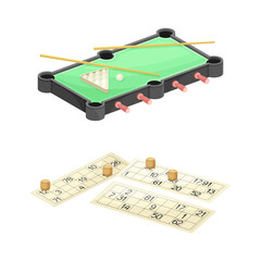 Billiard and lotto board games for adults and children set vector illustration
