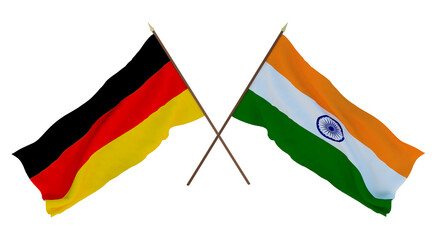 Background for designers, illustrators. National Independence Day. Flags Germany and India