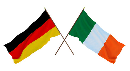 Background for designers, illustrators. National Independence Day. Flags Germany and Ireland