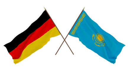 Background for designers, illustrators. National Independence Day. Flags Germany and Kazakhstan