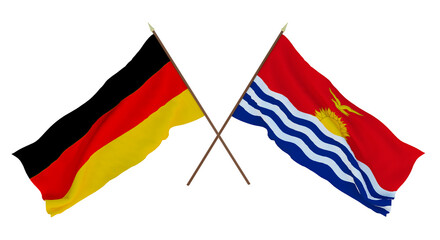 Background for designers, illustrators. National Independence Day. Flags Germany and Kiribati