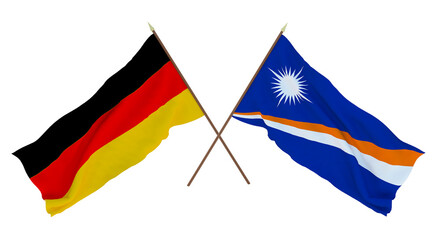 Background for designers, illustrators. National Independence Day. Flags Germany and Marshall islands
