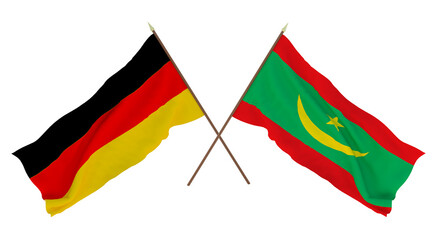 Background for designers, illustrators. National Independence Day. Flags Germany and Mauritania