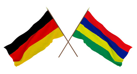 Background for designers, illustrators. National Independence Day. Flags Germany and Mauritius