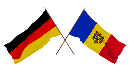 Background for designers, illustrators. National Independence Day. Flags Germany and Moldova