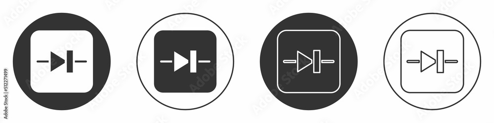 Poster black diode in electronic circuit icon isolated on white background. circle button. vector