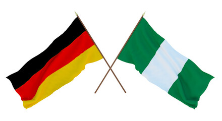 Background for designers, illustrators. National Independence Day. Flags Germany and Nigeria
