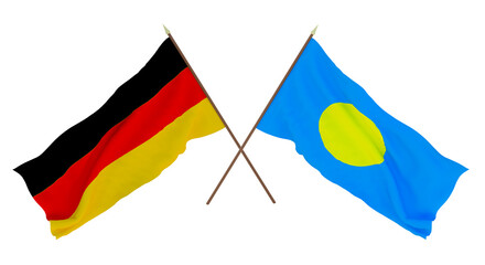 Background for designers, illustrators. National Independence Day. Flags Germany and Palau
