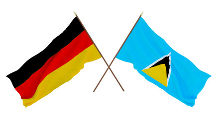 Background for designers, illustrators. National Independence Day. Flags Germany and Saint Lucia