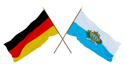 Background for designers, illustrators. National Independence Day. Flags Germany and San Marino