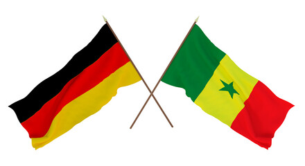 Background for designers, illustrators. National Independence Day. Flags Germany and Senegal