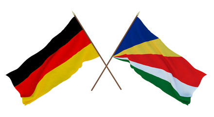 Background for designers, illustrators. National Independence Day. Flags Germany and Seychelles