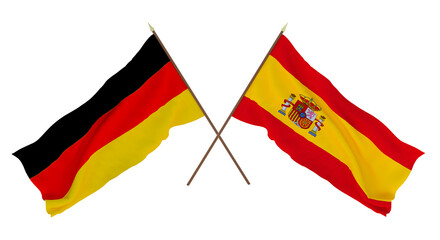 Background for designers, illustrators. National Independence Day. Flags Germany and Spain