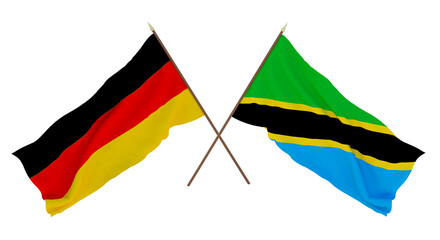Background for designers, illustrators. National Independence Day. Flags Germany and Tanzania
