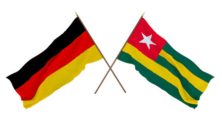 Background for designers, illustrators. National Independence Day. Flags Germany and Togo