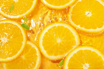 Concept of freshness, fresh juicy orange slices
