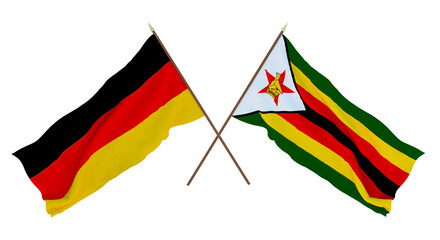 Background for designers, illustrators. National Independence Day. Flags Germany and Zimbabwe