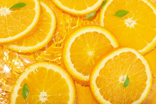 Concept of freshness, fresh juicy orange slices