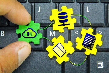 cloud computing with document, file and folder icons. the concept of storage in cloud computing