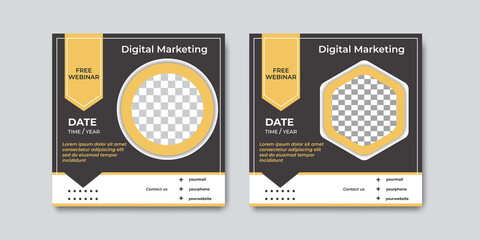 Minimalist modern social media post template with brown background. Suitable for webinars, seminars, marketing, flyer and other events. Vector graphics modern background.