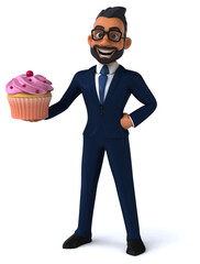 Fun 3D cartoon illustration of an indian businessman