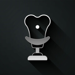 Silver Armchair icon isolated on black background. Long shadow style. Vector