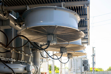 Cooling system for transformer oil of a high-voltage transformer.