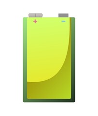 Battery Energy source. Electricity accumulator. Galvanic cell. electrolytic dissociation. Isolated on white background. Salt and helium lithium objects. Vector