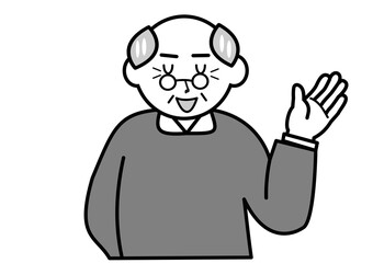 穏やかに話すシニア男性