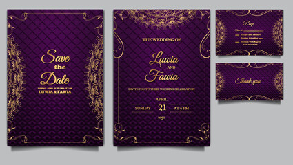luxury wedding invitation card template design set