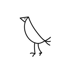 Vector Monoline Cute Bird line art outline logo icon sign symbol design concept. Scandinavian illustration