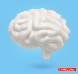 Brain 3d vector cartoon icon