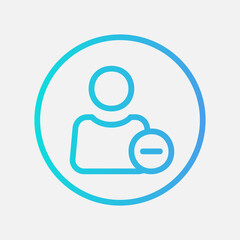 Delete user icon in gradient style about user interface, use for website mobile app presentation