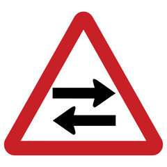 two way traffic crossing one way road sign