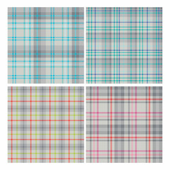 Set of seamless patterns in gray colors for plaid, fabric, textile, clothes, tablecloth and other things. Vector image.